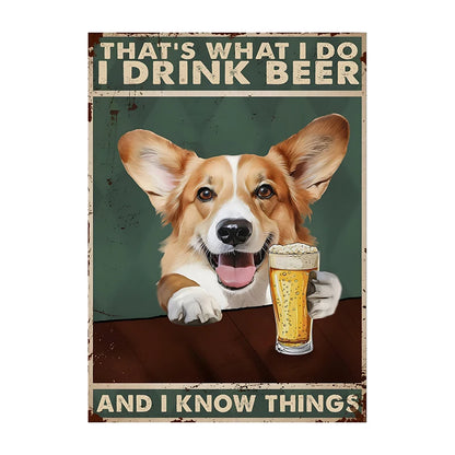 Funny Dog Beer Poster – That's What I Do I Drink Beer Wall Art