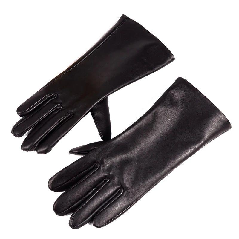 Men's Real Double-Sided Leather Motorcycle Gauntlet Gloves – Winter Warm
