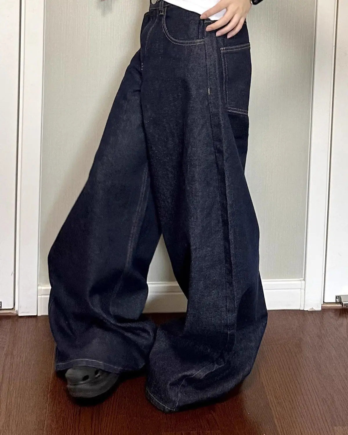 Wide Leg Jeans Women – Loose Straight Dark Wash Denim