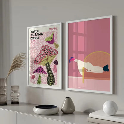 Yayoi Kusama Museum Mushroom Wall Art Print – Japanese Abstract Poster