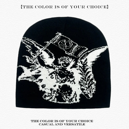 Spider Web Jacquard Beanie Hat – Dark Style Hip Hop Knit Cap