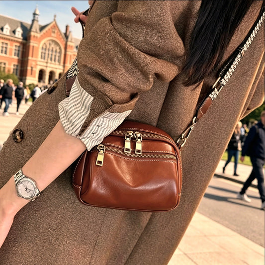 Women Cowhide Small Handbag Popular and Versatile Genuine Leather