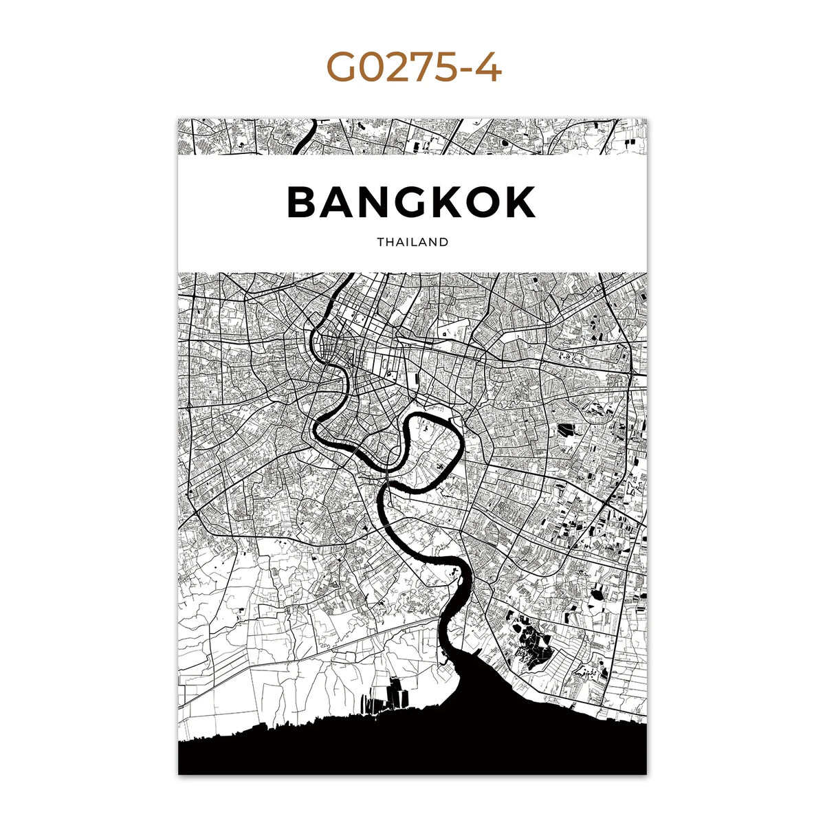 World City Map Wall Art Print – Black & White City Poster
