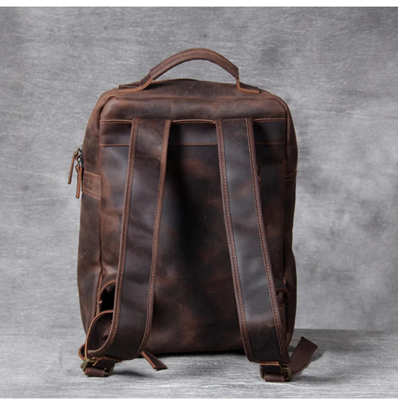 Genuine Leather Backpack for Men – Vintage 15.6" Laptop Bag
