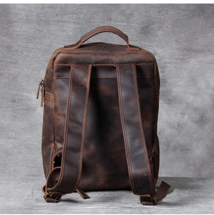 Genuine Leather Backpack for Men – Vintage 15.6" Laptop Bag