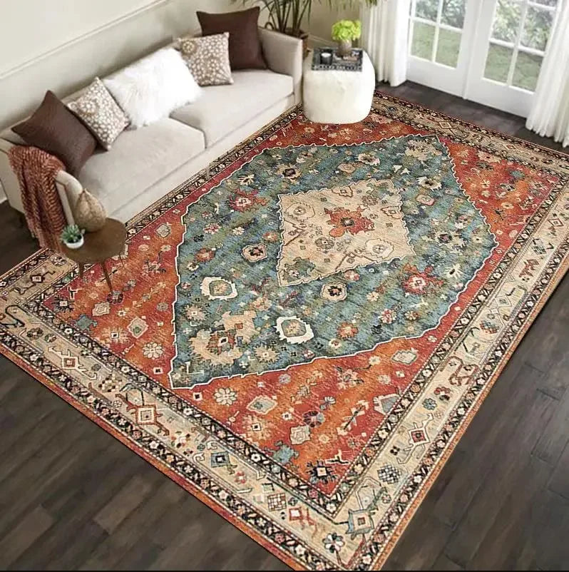 Bohemian Vintage Area Rug – Persian Floral Pattern for Living Room & Bedroom
