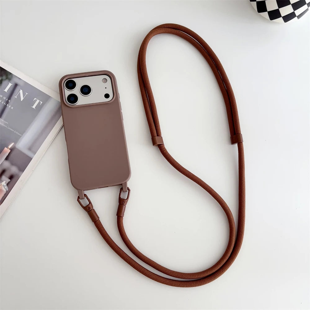 Crossbody Lanyard Silicone iPhone Case with Neck Cord Strap