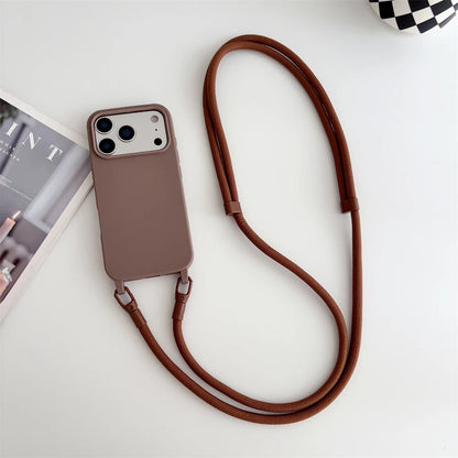 Crossbody Lanyard Silicone iPhone Case with Neck Cord Strap