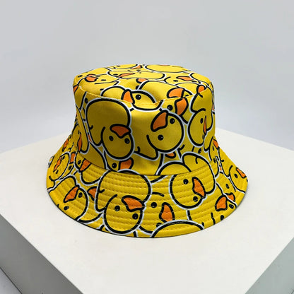 Duck Print Bucket Hat – Reversible Unisex Fisherman Cap