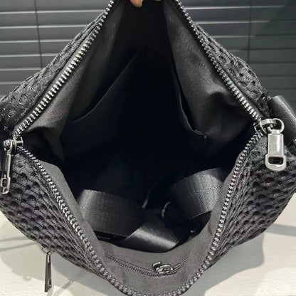 Neutral Mesh Spliced Nylon Shoulder Bag