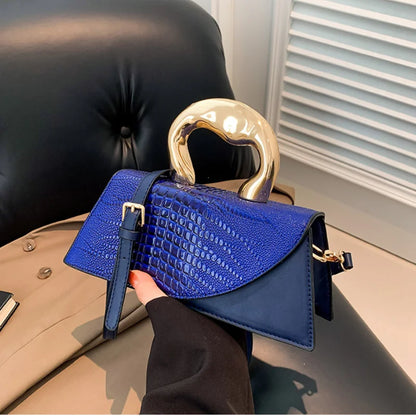 Solid Alligator PU Shoulder and Crossbody Bags