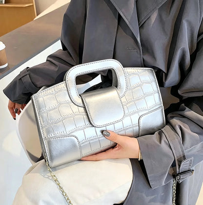 Vintage Crocodile Grain PU Leather Evening Bag