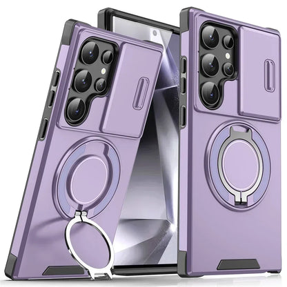 Slide Camera Cover Magnetic Ring Stand Samsung Case