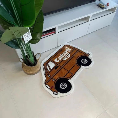 Cartoon Car Shape Soft Floor Rug – Absorbent Bedroom & Bathroom Mat
