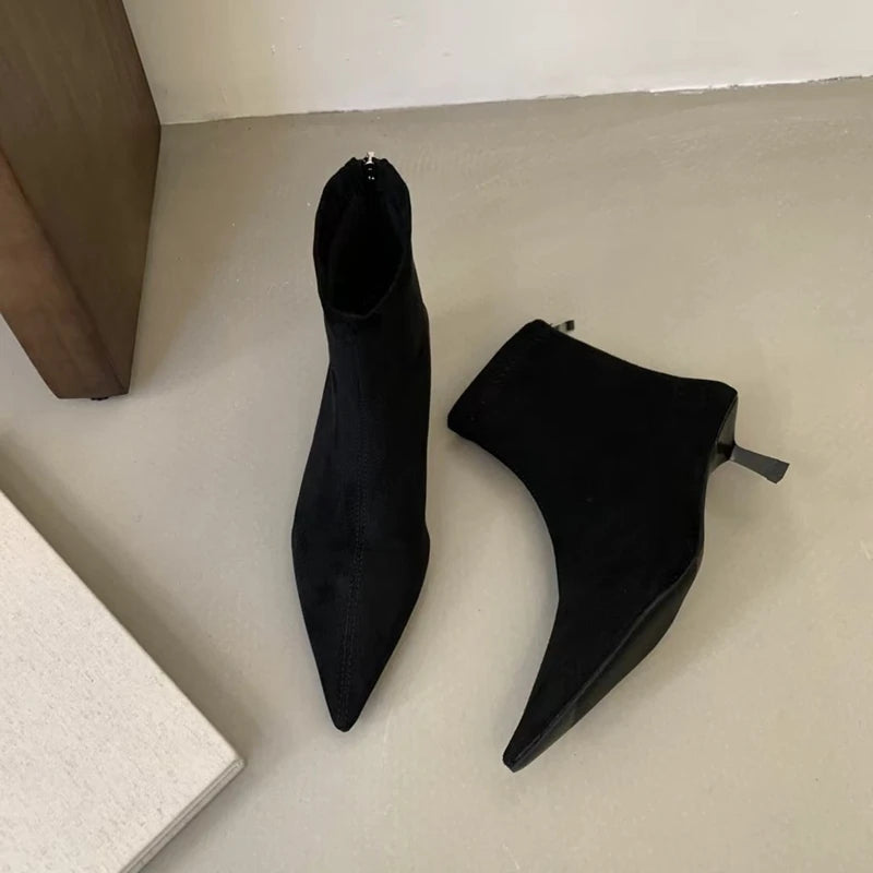 Women's Pointed Toe Ankle Boots – Slim Kitten Heel