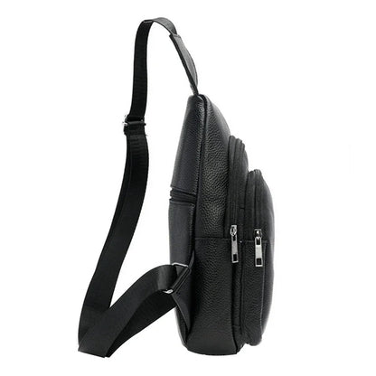 Genuine Leather Men's Sling Chest Bag – Casual Crossbody Shoulder Pack