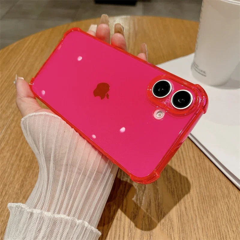 Neon Shockproof Transparent iPhone Case – Candy Color Slim Cover