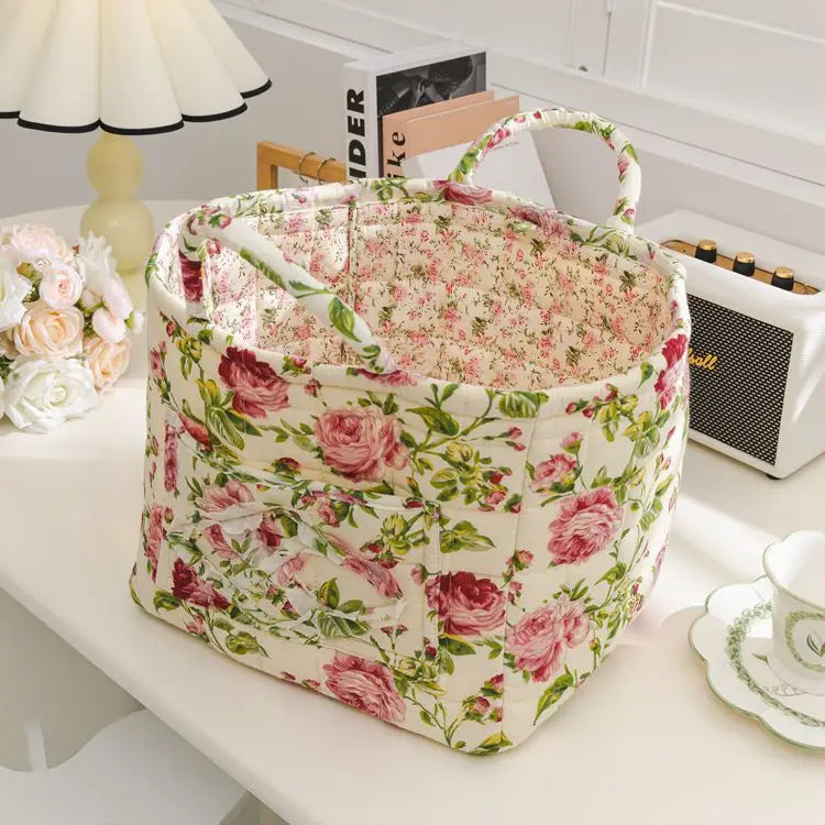 Floral Quilted Tote Bag for Women – Retro Patchwork Handbag
