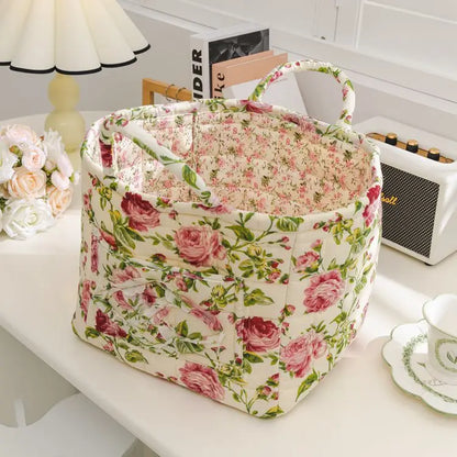 Floral Quilted Tote Bag for Women – Retro Patchwork Handbag