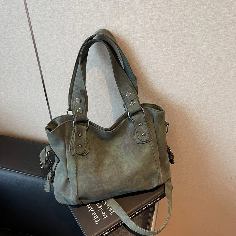 Large Suede Shoulder Bag – Women's Luxury Commuter Tote