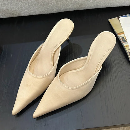 Eilyken Pointed Toe Low Heel Mule Slippers for Women