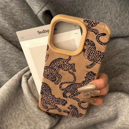 Leopard Print Leather iPhone Case – Vintage Wild Cat Design