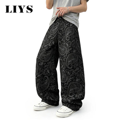 Men's Paisley Print Baggy Straight Jeans – Dark Streetwear