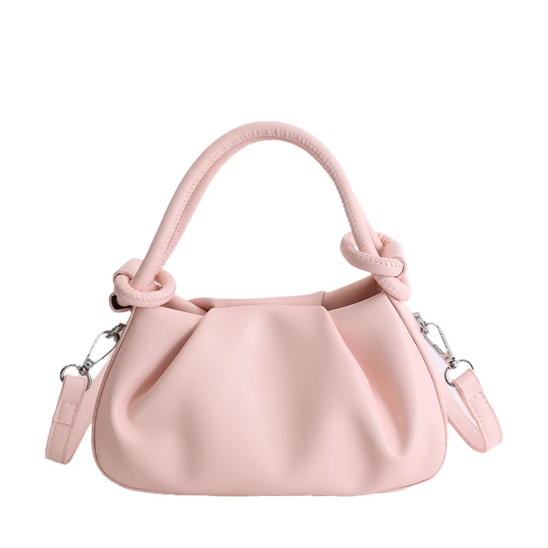 Small Cloud Crossbody Bag for Women – Ruched Leather Purse