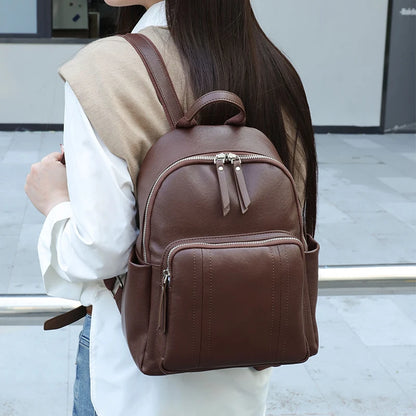 Top Grain Genuine Leather Backpack – Large Capacity Travel Bag