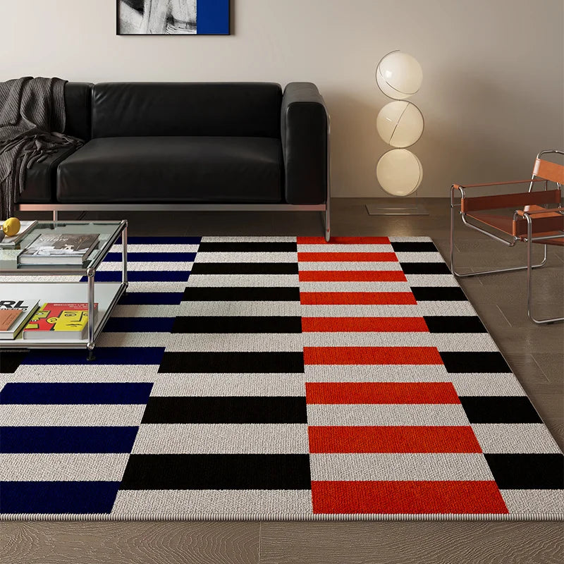Vikama Memphis Style Geometric Color Block Rug Retro Art Durable Non-Slip Modern Edgy Living Room