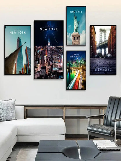 New York City Night View Canvas Wall Art – NYC Skyline Poster