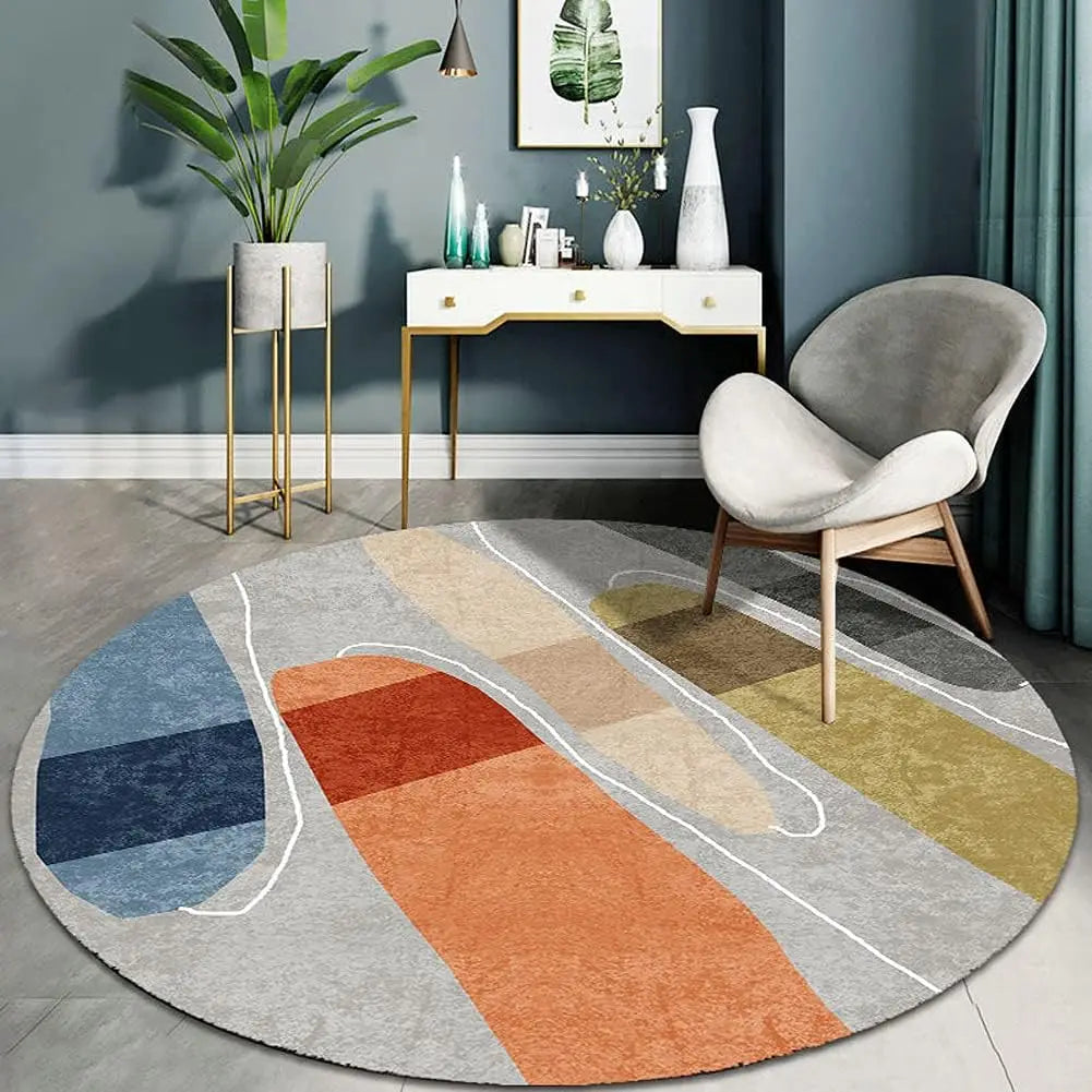 Round Geometric Rug – Nordic Style Living Room & Bedroom Carpet
