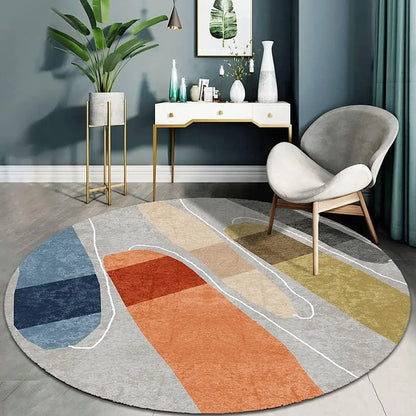 Round Geometric Rug – Nordic Style Living Room & Bedroom Carpet