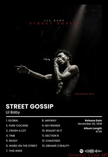 Gunna DS4EVER Album Tracklist Poster – Hip Hop Music Wall Art Print