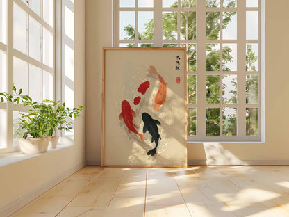 Koi Fish Poster – Japanese Minimalist Asian Wall Art Print