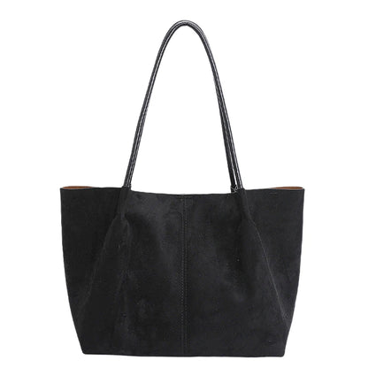 Faux Suede Large Tote Shoulder Bag for Women – Retro Soft Luxury