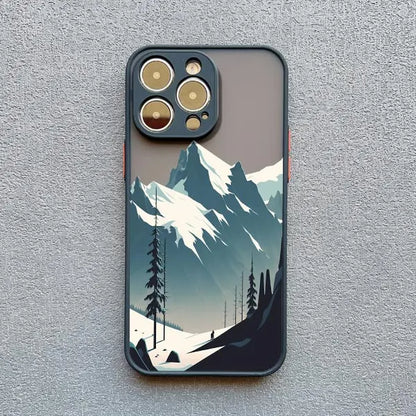 Mountain Peaks Landscape iPhone Case – Shockproof Frosted Cover