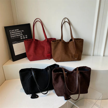 Women Flannel Large Capacity Shoulder Bag