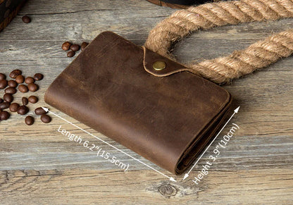 Men's Genuine Leather Long Wallet – Vintage Crazy Horse Clutch