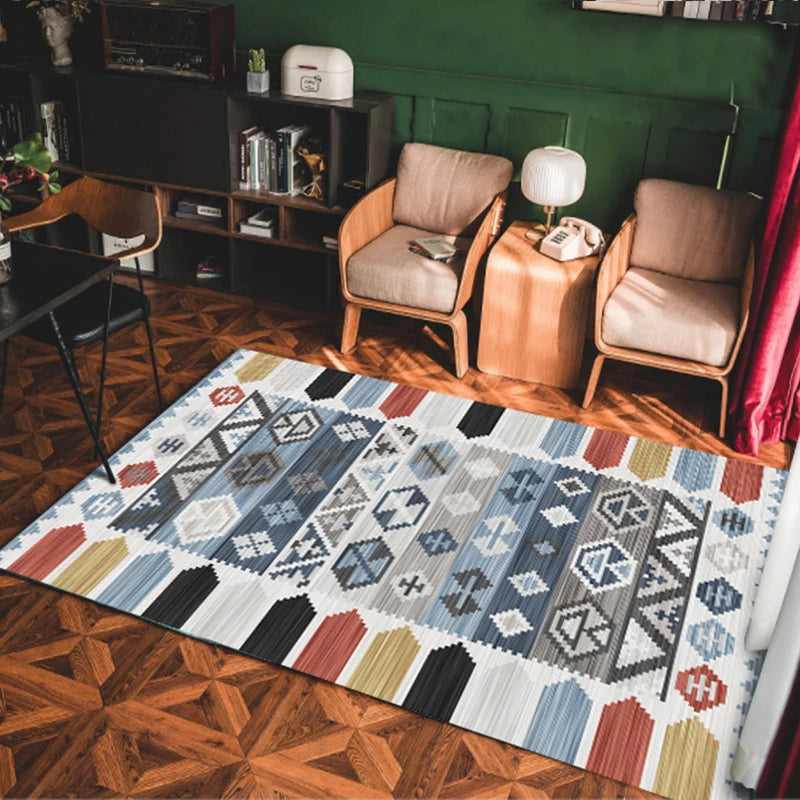 Bohemian Area Rug – Soft Non-Slip Ethnic Style Carpet, Machine Washable