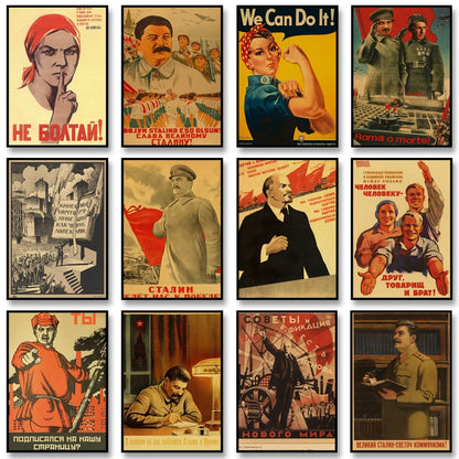 Soviet USSR Vintage Propaganda Poster – Stalin Portrait Retro Wall Art Print