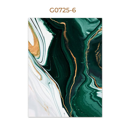 Nordic Abstract Green Gold Foil Wall Art Poster – Marble Canvas Print