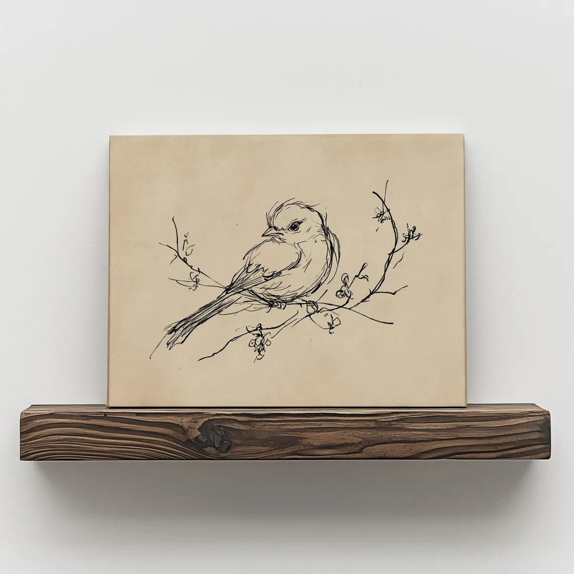 Bird Sketch Wall Art Print – Minimalist Nature Line Drawing Poster