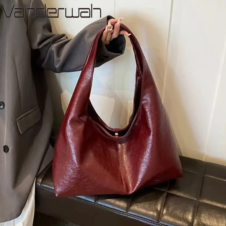 Designer Large PU Leather Hobo Underarm Bag