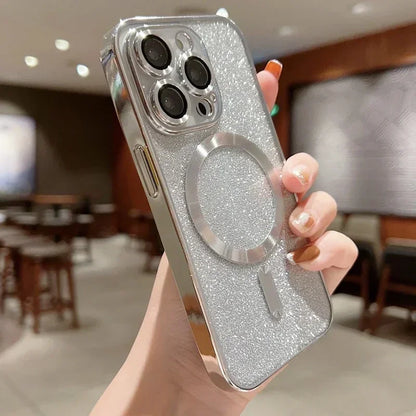 Electroplate Glitter MagSafe iPhone Case for iPhone 11 12 13 14 15 16 17 Series