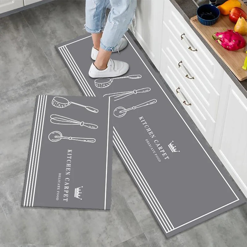 Kitchen Rug Set 2-Piece – Non-Slip Spice Print Floor Mats