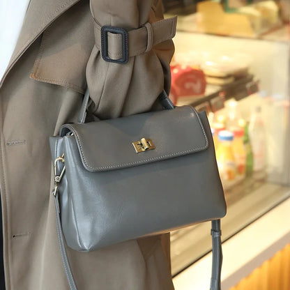 Genuine Leather Top Handle Crossbody Bag for Women Vintage Oil Wax Leather