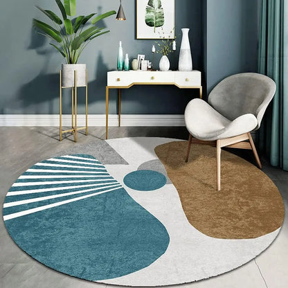 Round Geometric Rug – Nordic Style Living Room & Bedroom Carpet