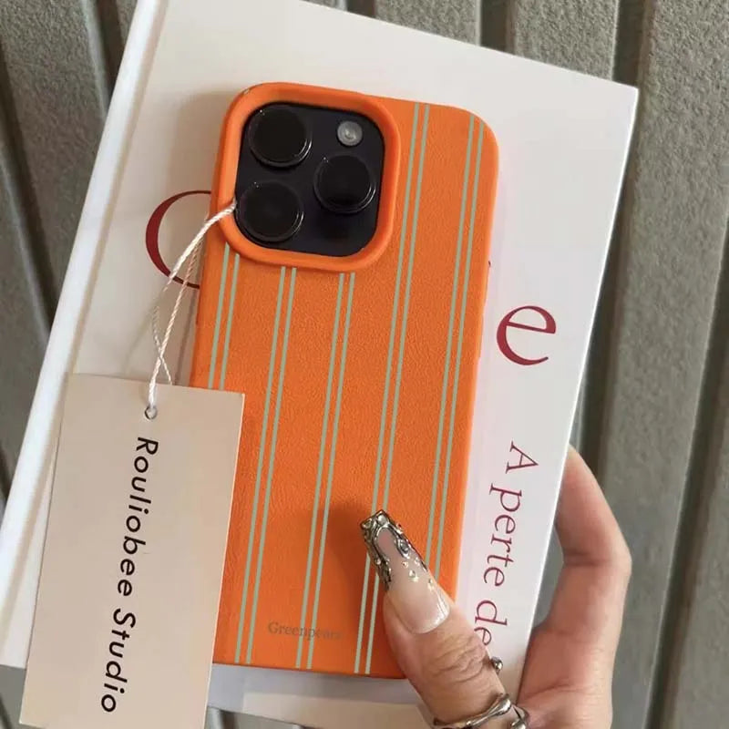 Striped Lichee Pattern iPhone Case – iPhone 11 to 17 Series
