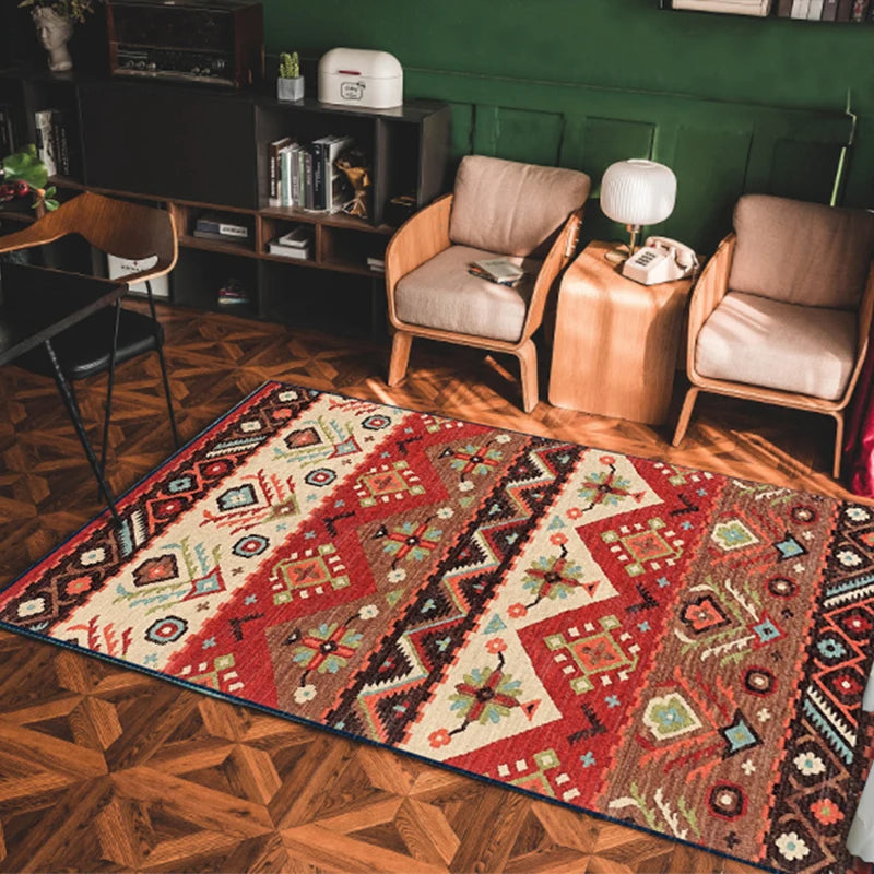 Bohemian Area Rug – Soft Non-Slip Ethnic Style Carpet, Machine Washable